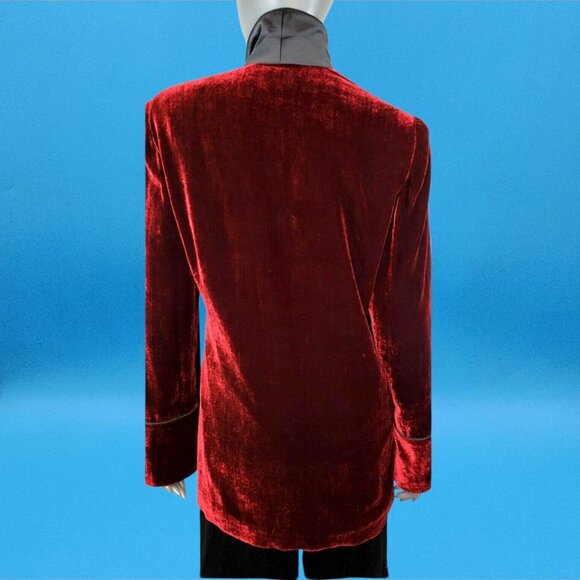 Red Velvet Smoking Tuxedo Jacket High End Black Label Tommy Hilfiger Size 12 - Picture 7 of 10